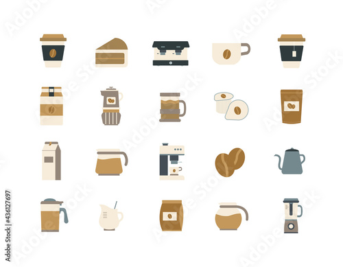 Coffee icon set vector, such as tea, drinks, cocoa, cup, cafe