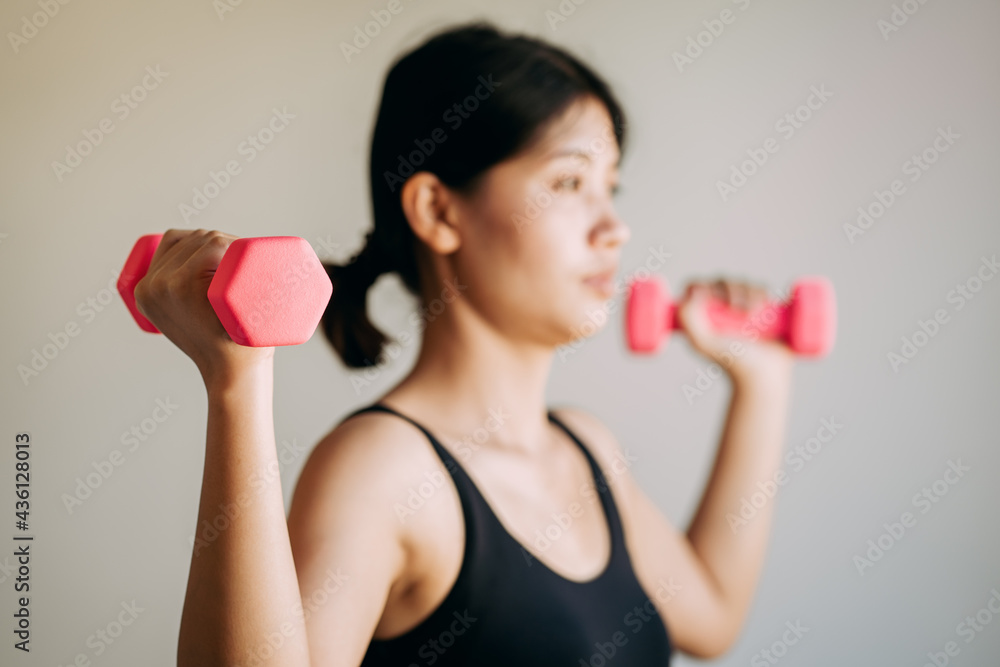 young women lifting dumbbell exercise at home, female doing workout sports indoors, healthy lifestyle concept. young women lifting dumbbell exercise at home, female doing workout sports indoors, healthy lifestyle concept.