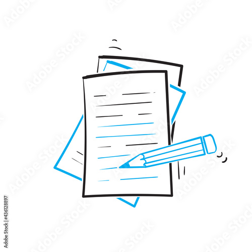 hand drawn doodle pencil and paper symbol for Creative writing, storytelling concept illustration vector
