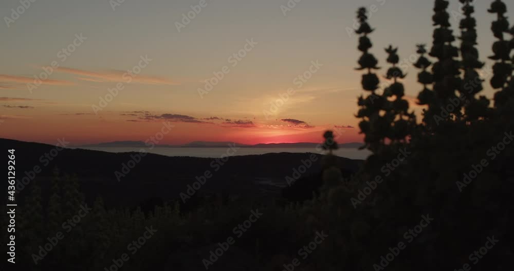 TimeLapse of Sunset on an Aegean Island Skyros with Plants 4k