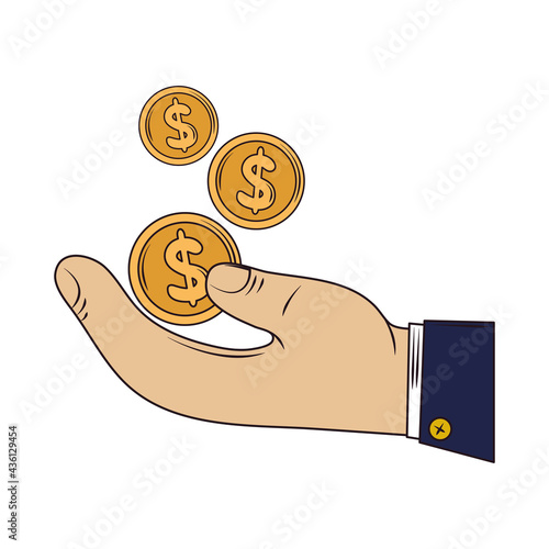 hand with coins investment