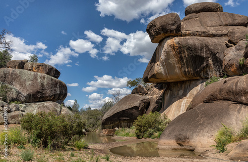 Rocky outcrops & waterhole at Cranky Rock Nature Reserve, Warialda, NSW, Australia