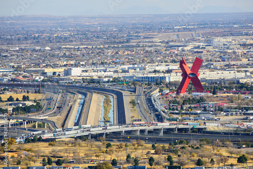 USA and Mexico border in El Paso Texas