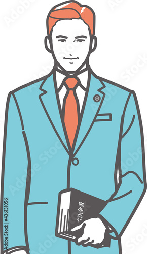 直立する男性弁護士（上半身）