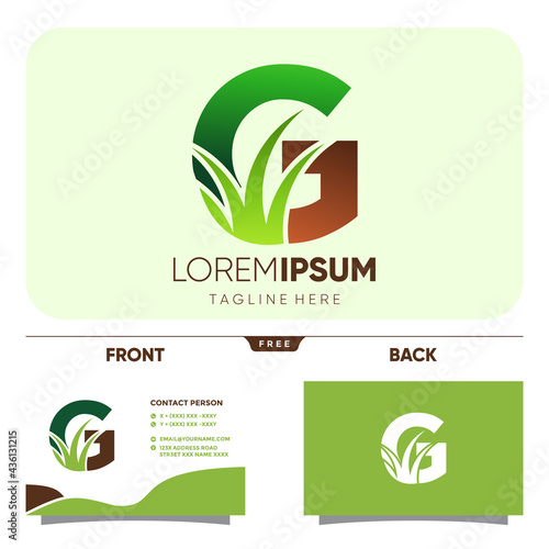 Letter G Grass Logo Design Vector Icon Graphic Illustration