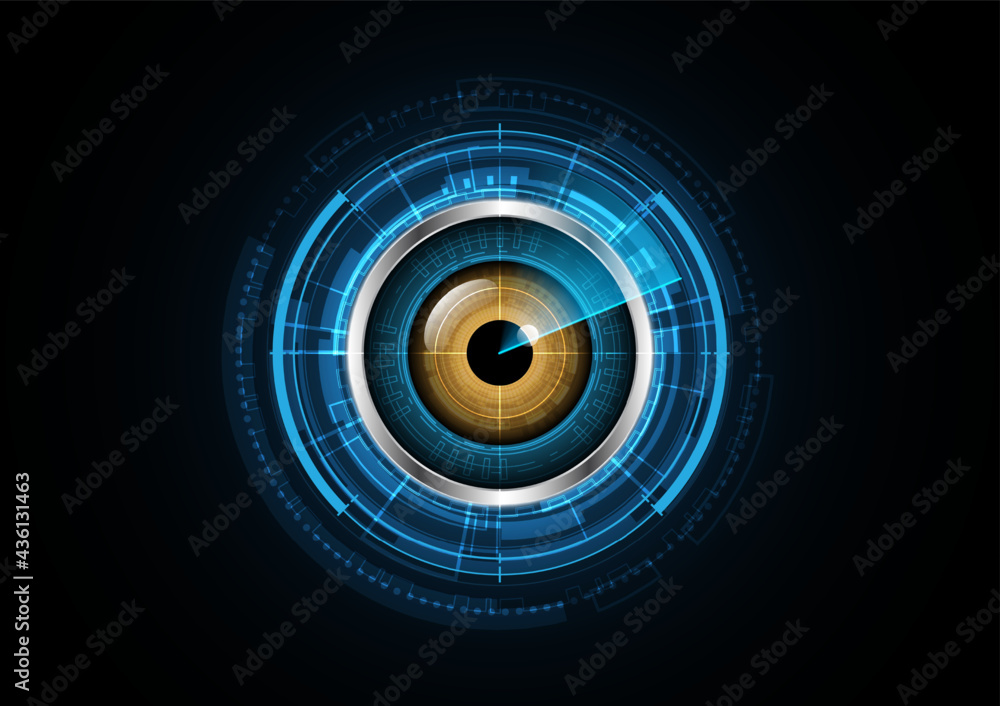 Technology abstract future eye radar security circle background vector ...