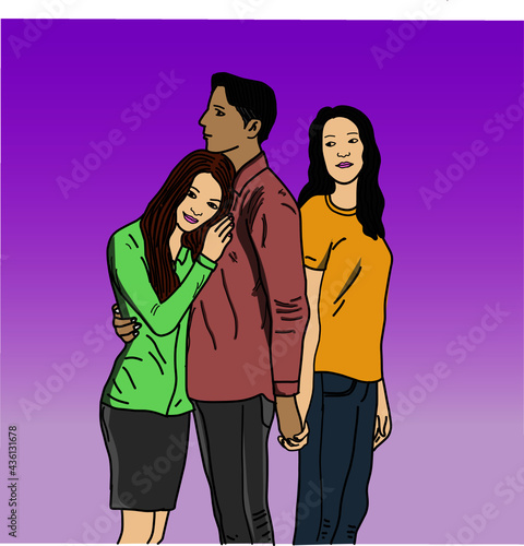 vector color image of cheating boy
