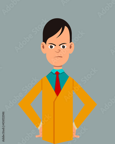 Salesman daunting facial expression vector illustration. Businessman character expression for design, motion or animation. Young businessman character expression for design, motion or animation.
