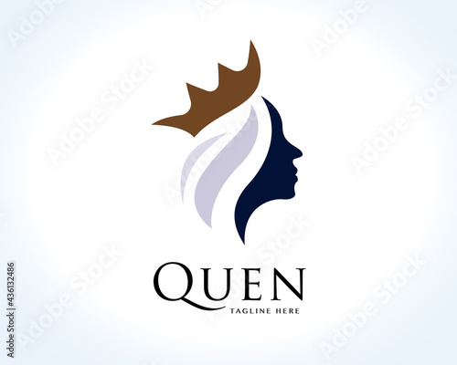 women beauty queen head prince logo design illustration inspiration