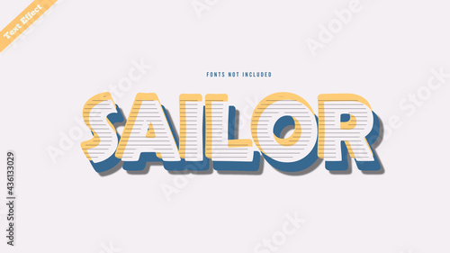 Sailor text effect design vector. editable 3d text