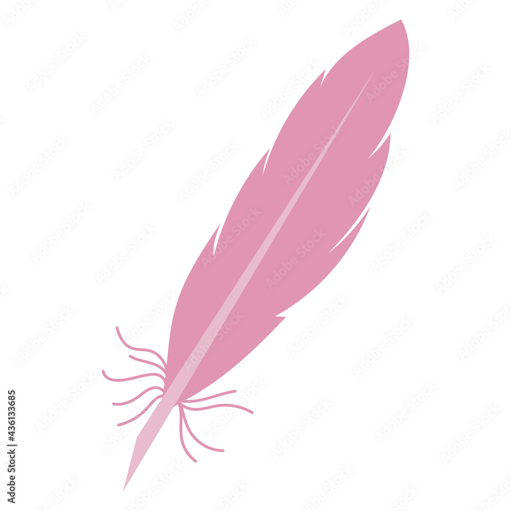 Pink Feather.Vecto hand drawn cartoon
