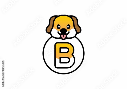 Cute dog head with B initial letter © Adipra