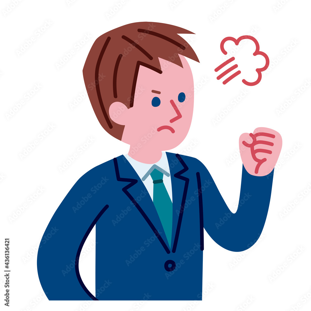 怒っているスーツを着た男性のイラスト 怒っているスーツを着た男性のイラスト