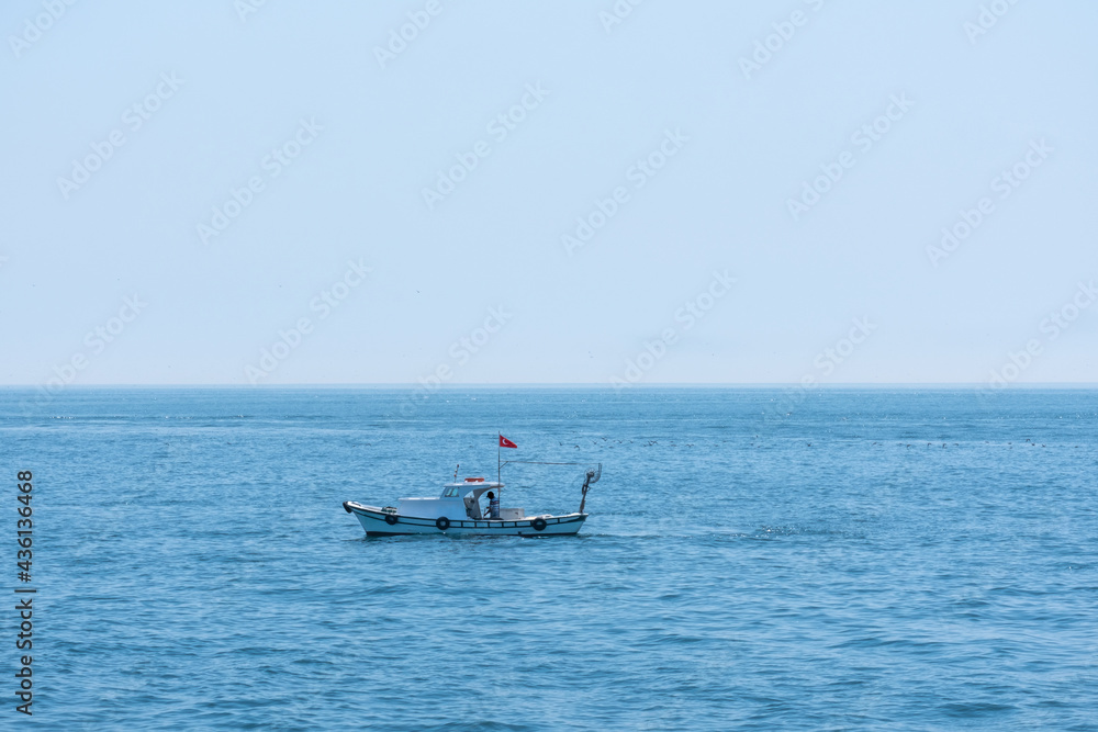 small fishing boat in the sea and fisherman, yacht, small fishing boat in the sea and fisherman, yacht,