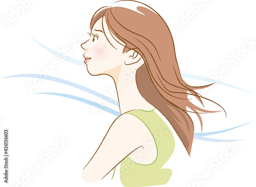 爽やかな女性の横顔のイメージイラスト