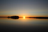 Setting Sun On The Calm Lake, Elk Island National Park, Alberta
