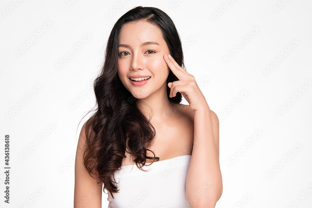 Beautiful young asian woman with clean fresh skin on white background, Face care, Facial treatment, Cosmetology, beauty and spa, Asian women portrait Beautiful young asian woman with clean fresh skin on white background, Face care, Facial treatment, Cosmetology, beauty and spa, Asian women portrait
