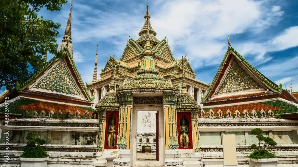 Bangkok street and temple timelapse in Thailand Bangkok street and temple timelapse in Thailand