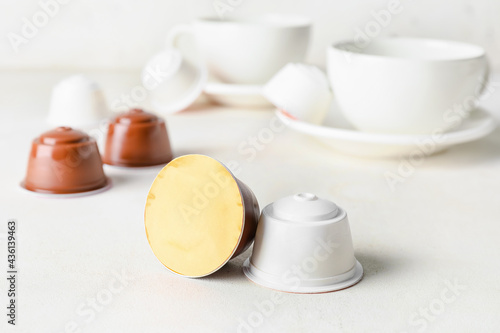 Coffee capsules on light table