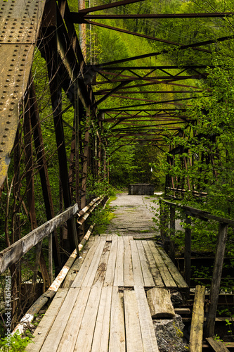 old abandoned metal road bridge.