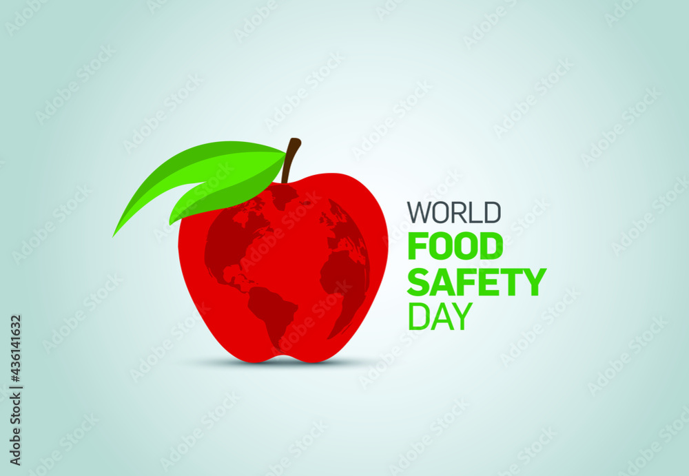 World Food Safety Day concept. Apple and leaf symbol of food safety ...