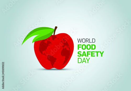 World Food Safety Day concept. Apple and leaf symbol of food safety. World Food Day Concept.