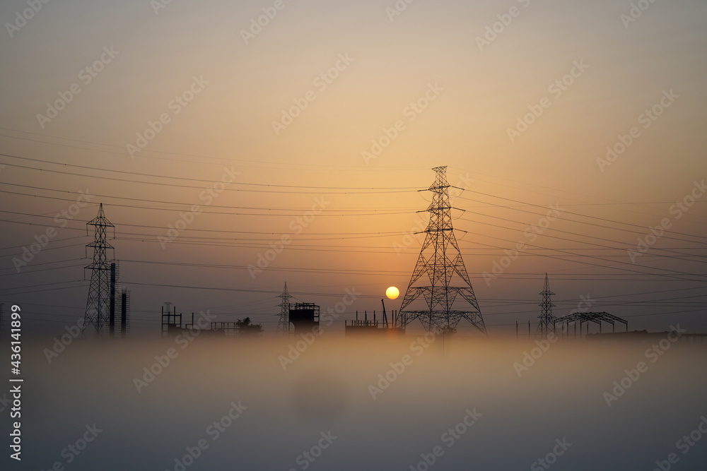 power lines and sunset power lines and sunset