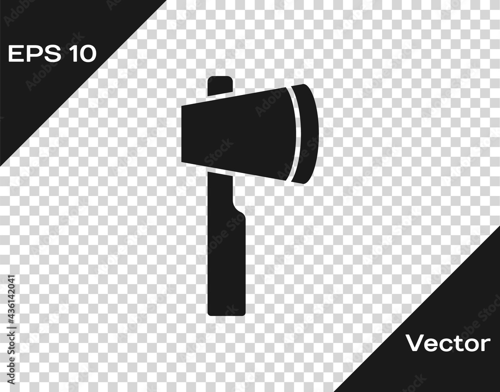 Black Wooden axe icon isolated on transparent background. Lumberjack axe. Vector