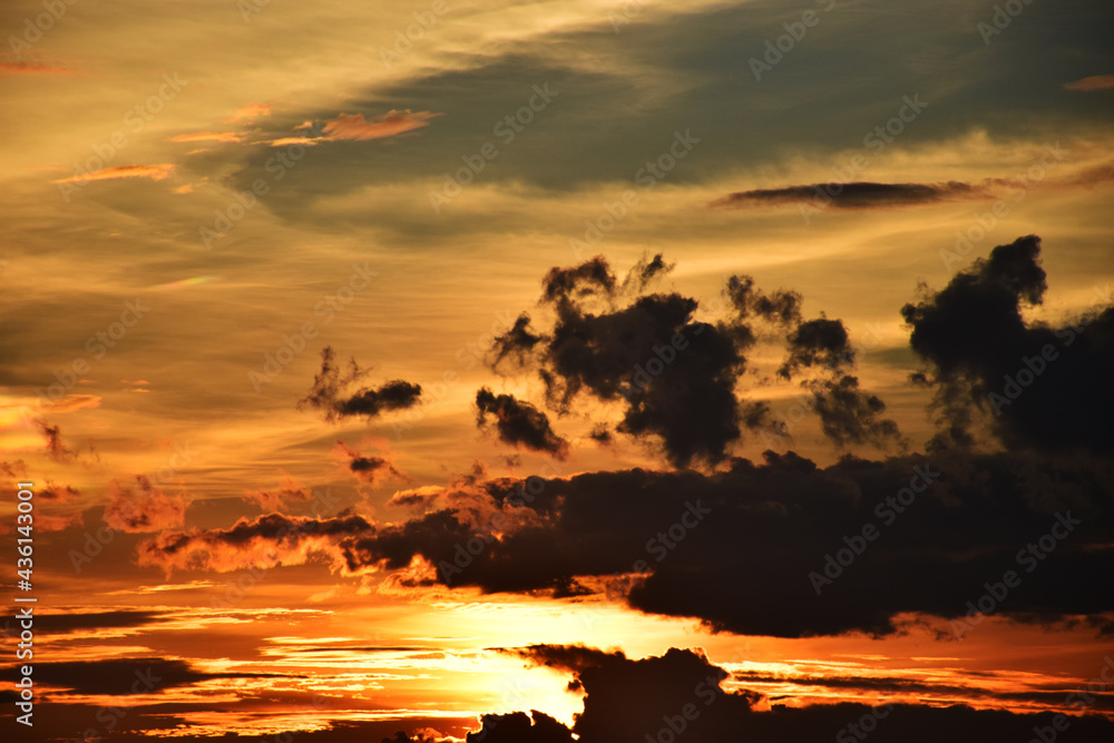 Sunset sky with clouds for background at evening Sunset sky with clouds for background at evening