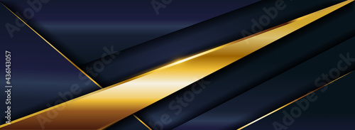 Abstract Dark Blue Background Combined with Golden Lines Element.