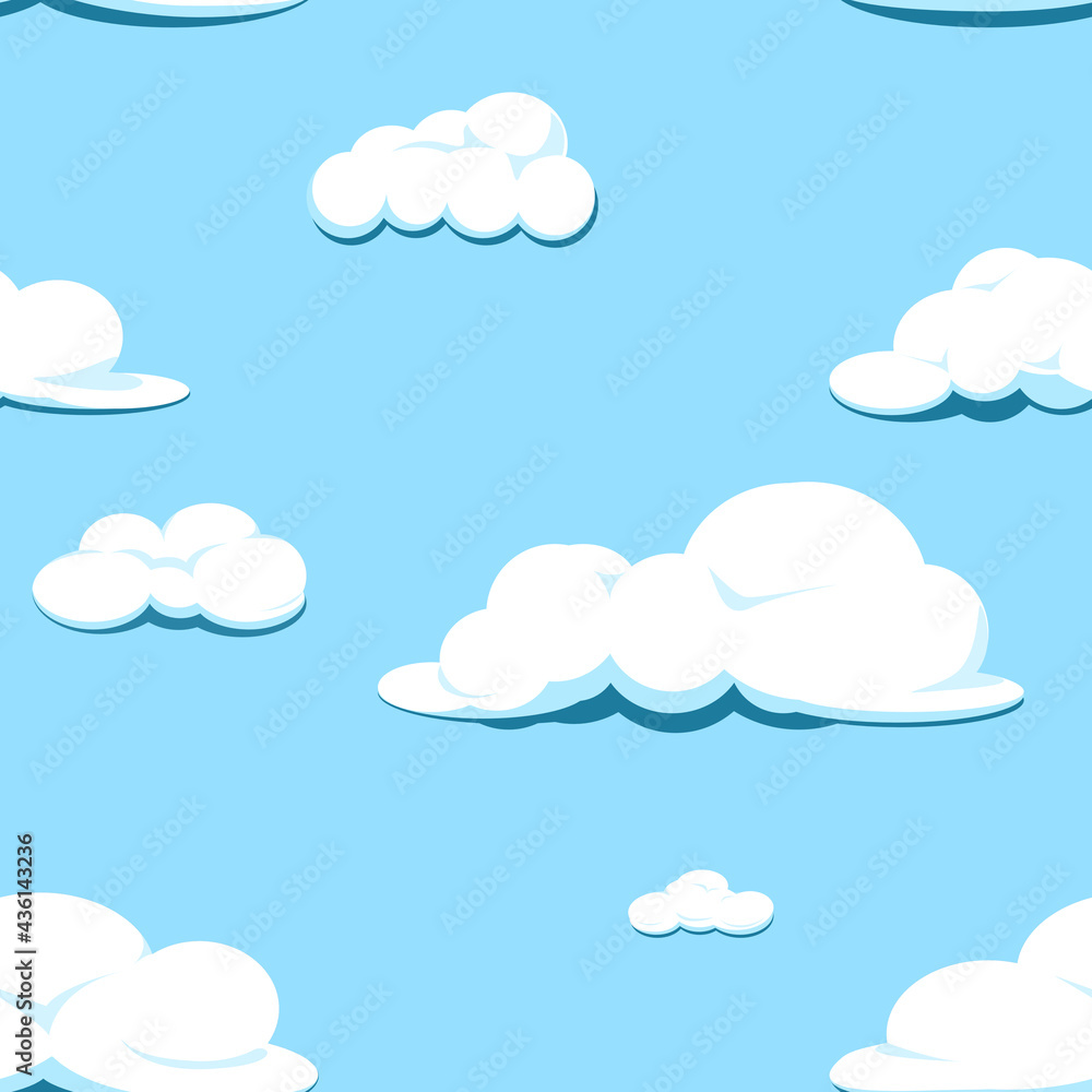 Set of clouds vector on sky background. Seamless pattern. Vector Illustrator.