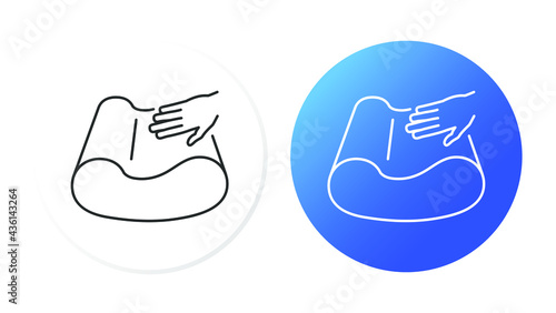 button, two line icons, memory foam