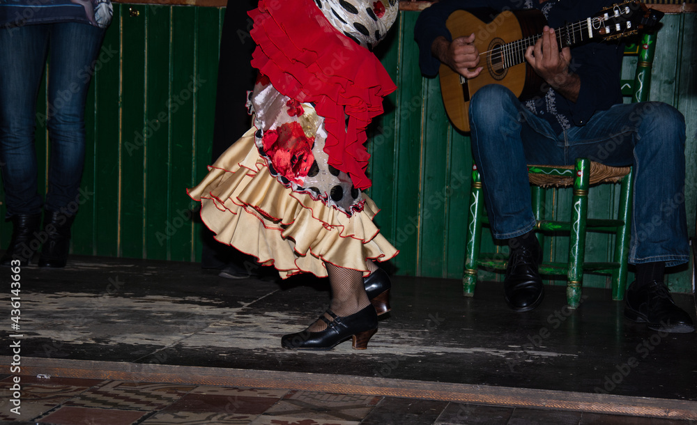 Fototapeta premium flamenco dancer on traditional wooden table