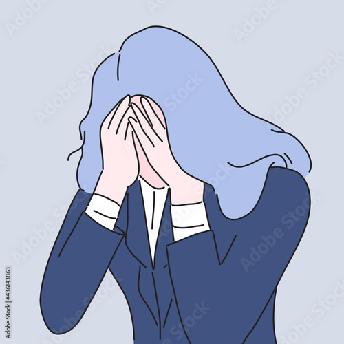 business woman headache illustration