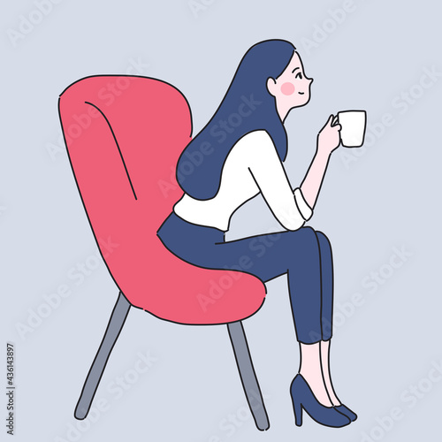 girl with coffee cup illustration