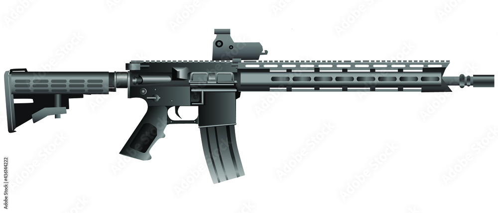 AR Assault rifle gun isolated on white AR Assault rifle gun isolated on white