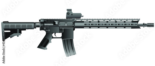 AR Assault rifle gun isolated on white