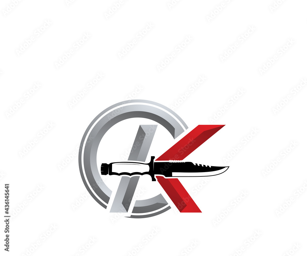 army knife letter c k icon logo design template army knife letter c k icon logo design template