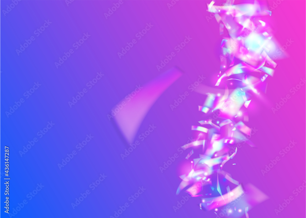 Holographic Tinsel. Metal Flare. Falling Texture. Pink Party Glare. Transparent Confetti. Holiday Art. Unicorn Foil. Shiny Colorful Wallpaper. Blue Holographic Tinsel