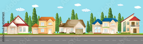 Front of urban houses along the street