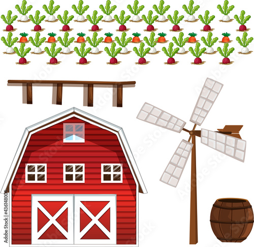 Farm element set isolated on white background