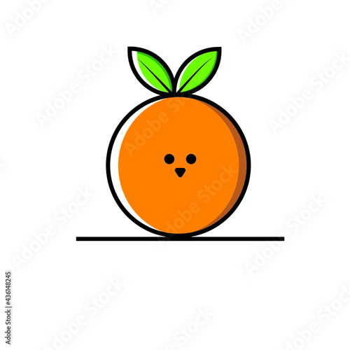 illustration of an orange fruit with leaves. white background