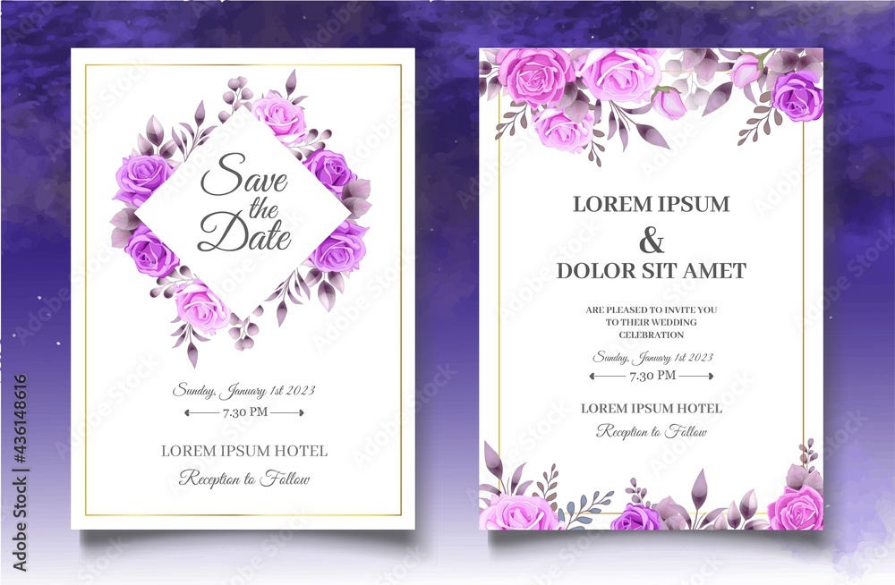 Romantic Botanical Wedding Invitation Card Template Romantic Botanical Wedding Invitation Card Template