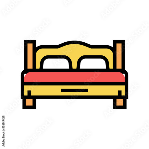 bed in motel apartment color icon vector. bed in motel apartment sign. isolated symbol illustration