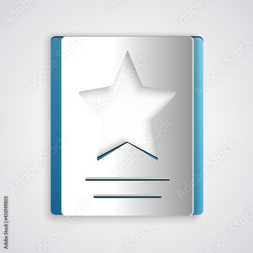 Paper cut Hollywood walk of fame star on celebrity boulevard icon isolated on grey background. Famous sidewalk  boulevard actor. Paper art style. Vector