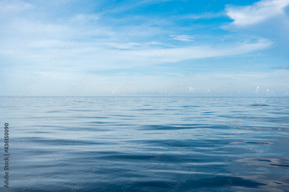 Calm Sea and Blue Sky Background.