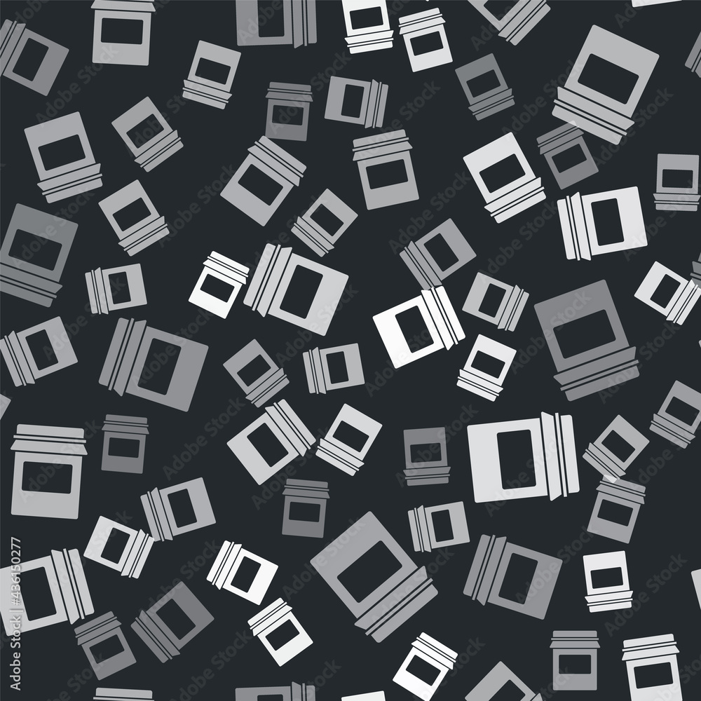 Grey Jam jar icon isolated seamless pattern on black background. Vector Grey Jam jar icon isolated seamless pattern on black background. Vector