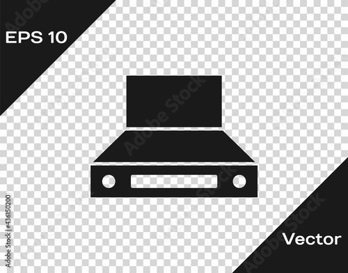 Black Kitchen extractor fan icon isolated on transparent background. Cooker hood. Kitchen exhaust. Household appliance. Vector