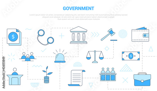 government concept with icon set template banner with modern blue color style photo