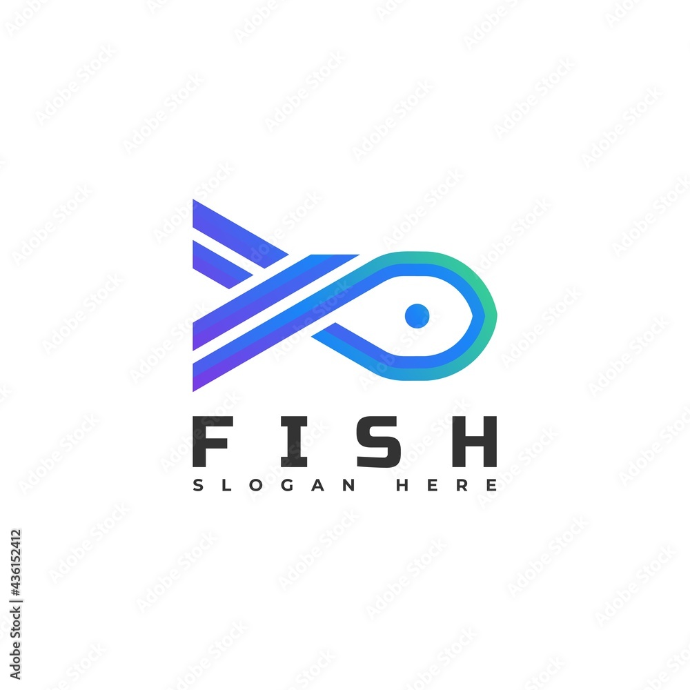 Fototapeta premium Vector Logo Illustration Fish Gradient Line Art Style.